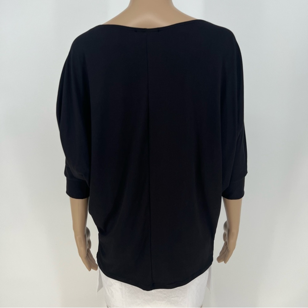 White Birch Top Womens Black With 3/4 Dolman Sleeve Batwing Sleeve Soft Feel NEW - Picture 5 of 8
